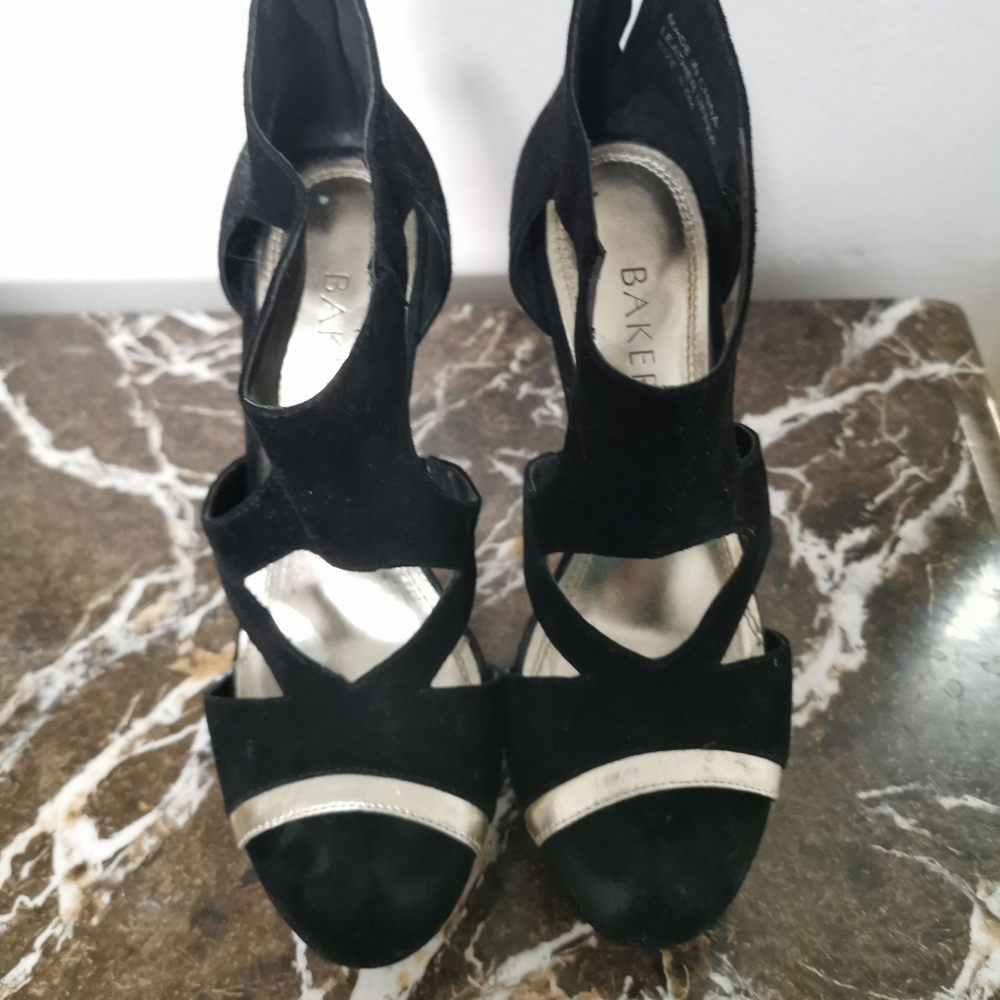 Bakers Black Suede Heels